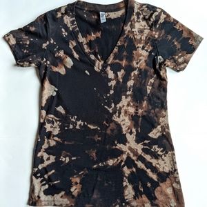 Black Reverse Tie Dye Women's V Neck